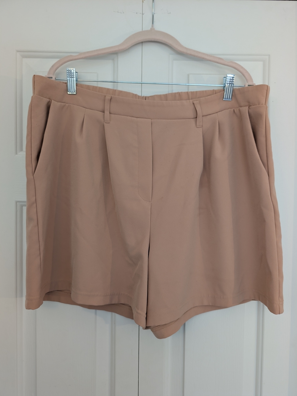 32 Degrees Womens High-Rise Pleated Tan Shorts